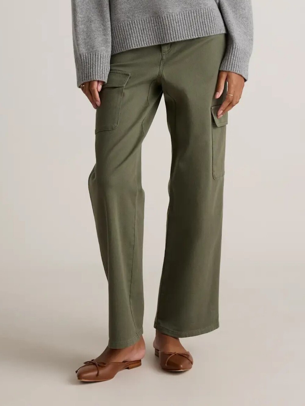 Quince Organic Stretch Cotton Olive Cargo Pants